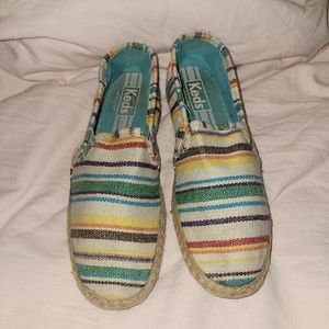 Keds Striped Espadrille Shoes Ethnic Boho Womens Slip On Jute Loafers sz 10